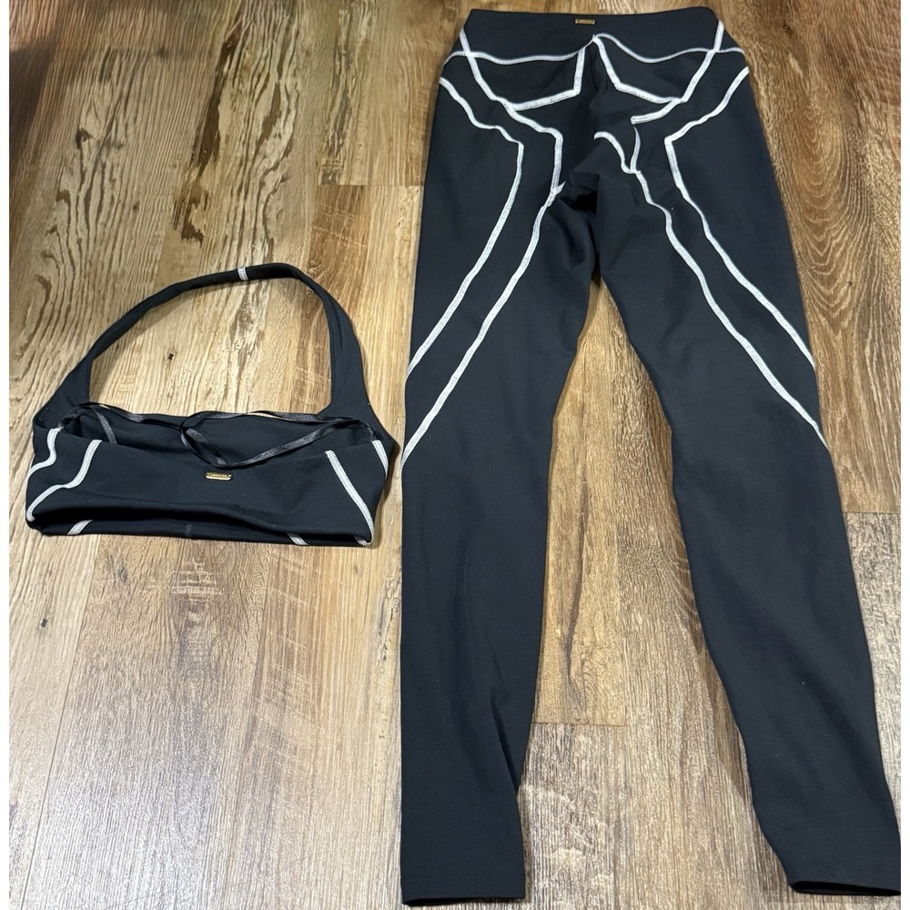L*Space Women's Star Power Leggings High Waist Size Small Outfit Set Bra Black